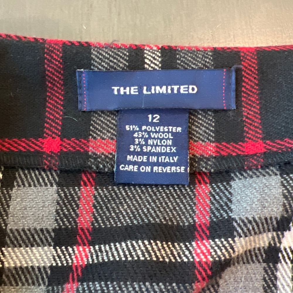 90s Vintage The Limited Red Tartan Plaid  Wool Blend Skirt Schoolgirl‎ Preppy 12 - Picture 2 of 5